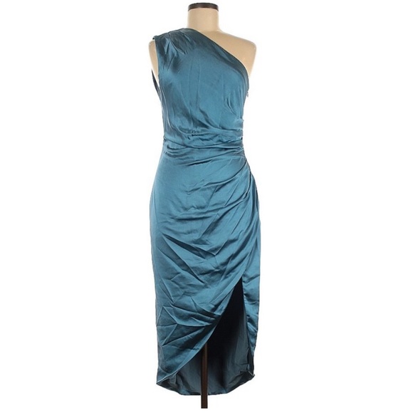 ELLIATT Cassini Dress Blue Satin One Shoulder - Picture 5 of 8